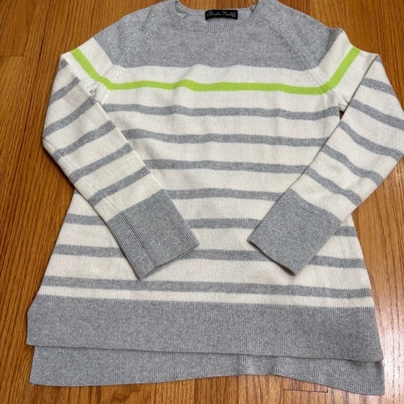 CLAUDIA NICHOLE Preppy Minimalist Striped Cashmere Cotton Crewneck Sweater XS - Picture 16 of 16